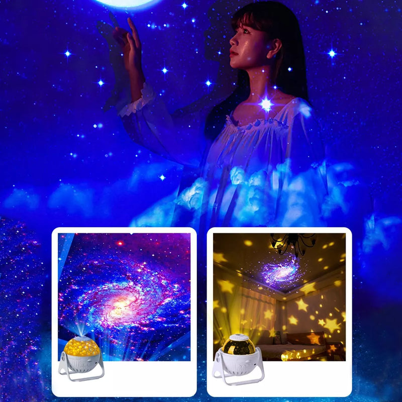 Luminária de Estrelinhas e de Galáxias - 7 Modos em LED 360° - Casa e Magia