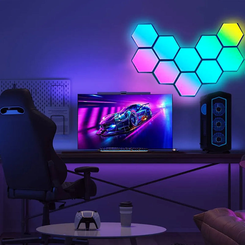 Luminária Hexagonal LED de Parede RGB - Casa e Magia
